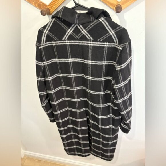MANGO CHECKERED LONG WOOL BLEND COAT- XS - Picture 8 of 9